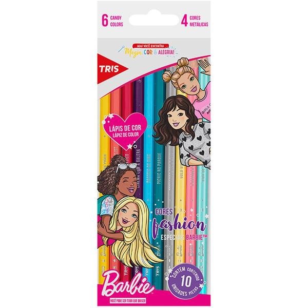 Lápis de Cor 10 cores Barbie tons especiais 608587 Tris CX 1 UN