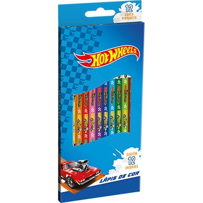 Lápis de Cor 12 Cores Redondo Hot Wheels Tris - CX 1 UN