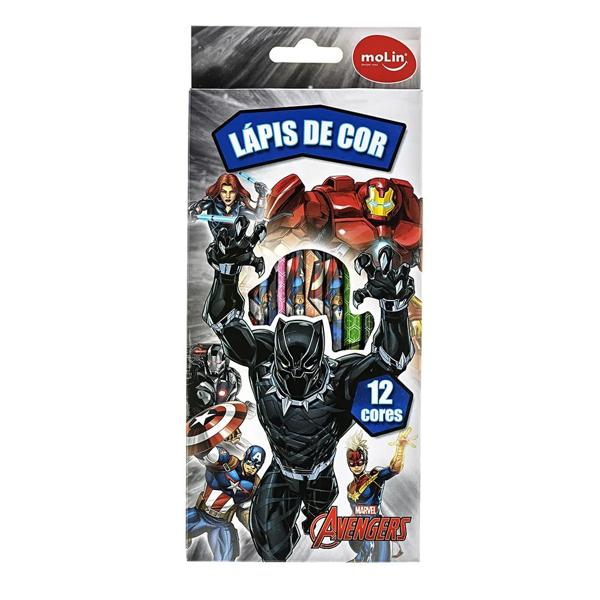 Lápis de Cor 12 Cores Sextavado Vingadores Avengers Marvel Molin - CX 1 UN