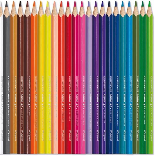 Lápis de Cor Color Peps Aquarelável, 24 cores + pincel de madeira , 836013, Maped ET 1 UN