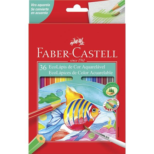 Lápis de Cor Aquarelável 36 Cores Com Pincel, Faber-Castell - ET 36 UN Lápis de Cor Aquarelável 36 Cores Com Pincel, Faber-Castell - ET 36 UN