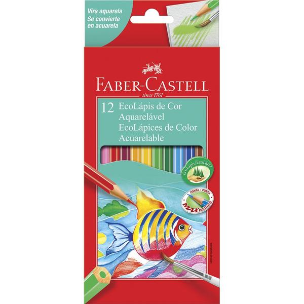 Lápis de Cor Aquarelável 12 Cores Com Pincel, Faber-Castell - ET 12 UN Lápis de Cor Aquarelável 12 Cores Com Pincel, Faber-Castell - ET 12 UN
