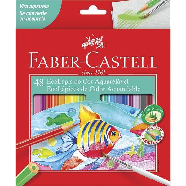 Lápis de Cor EcoLápis Aquarelável 48 Cores Com Pincel Faber-Castell PT 1 UN