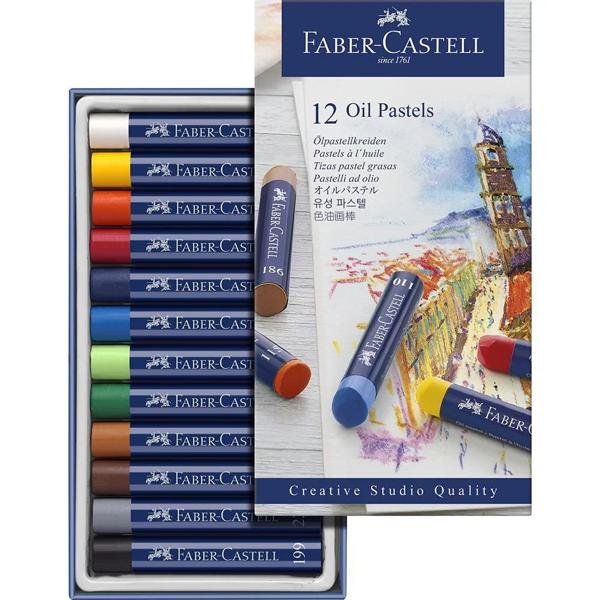Giz Pastel Oleoso 12 Cores Creative Studio Faber-Castell - Estojo ET 12 UN