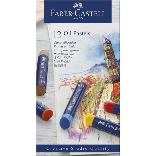 Giz Pastel Oleoso 12 Cores Creative Studio Faber-Castell - Estojo ET 12 UN