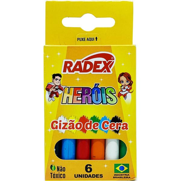 Giz de cera Gizão, 6 cores, 2562, Radex - CX 1 UN