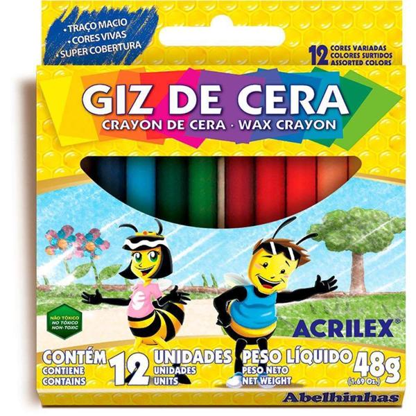 Giz de cera 12 cores 09012 Acrilex CX 1 UN