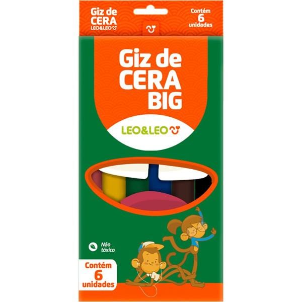 Giz de cera Gizão, 6 cores, 4461, Leonora - CX 1 UN