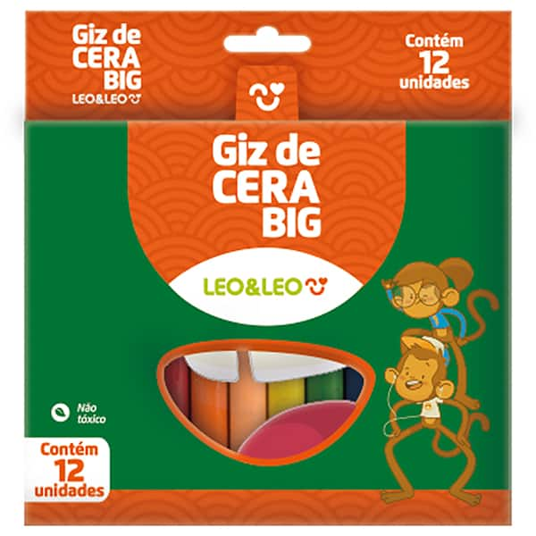 Giz de cera Gizão, 12 cores, 4462, Leonora - CX 1 UN