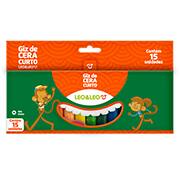 Giz de cera curto, 15 cores, 4459, Leonora - CX 1 UN