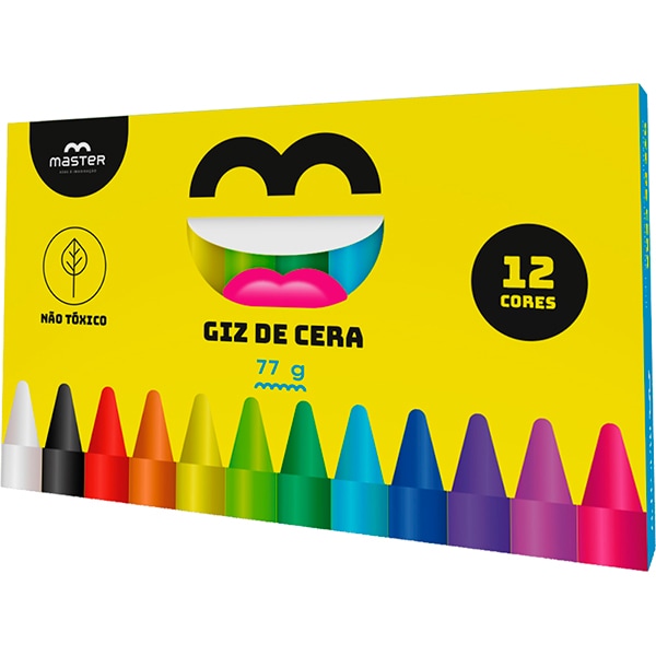 Giz de Cera, 12 Cores, 77g, Master - CX 12 UN