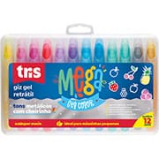 Giz de cera mega gel retrátil, 12 cores, Metálico, 686936, Tris - CX 1 UN