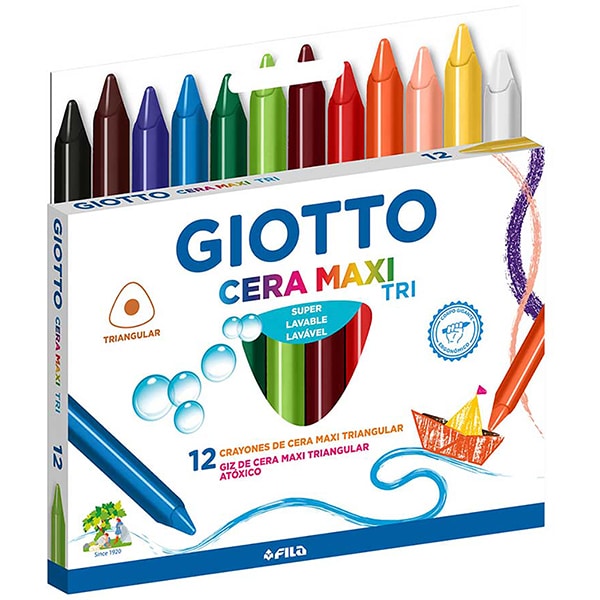 Giz de cera triangular Gizão, Maxi, 12 Cores, 202702ES, Giotto - CX 1 UN