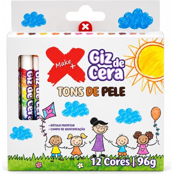 Giz de cera 12 cores tons de pele 13313 Make+ CX 1 UN Giz de cera 12 cores tons de pele 13313 Make+ CX 1 UN