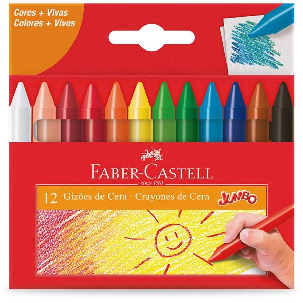 Giz de Cera Gizão 12 Cores Faber-Castell CX 1 UN Giz de Cera Gizão 12 Cores Faber-Castell CX 1 UN
