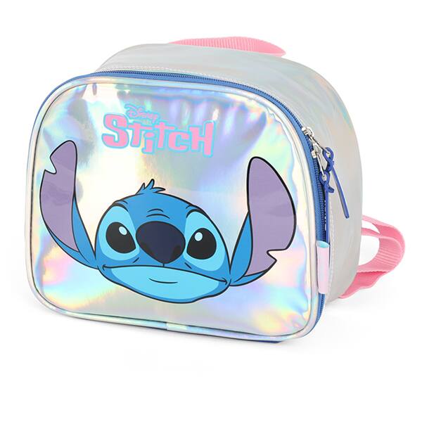 Lancheira Escolar Stitch, Holográfico, Prata, Luxcel - PT 1 UN