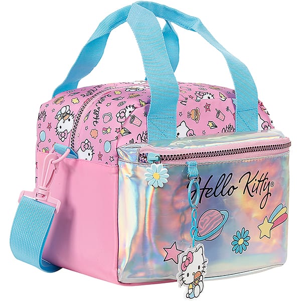 Lancheira escolar Hello Kitty Tween Metalic com Patches, 15414, Xeryus - PT 1 UN