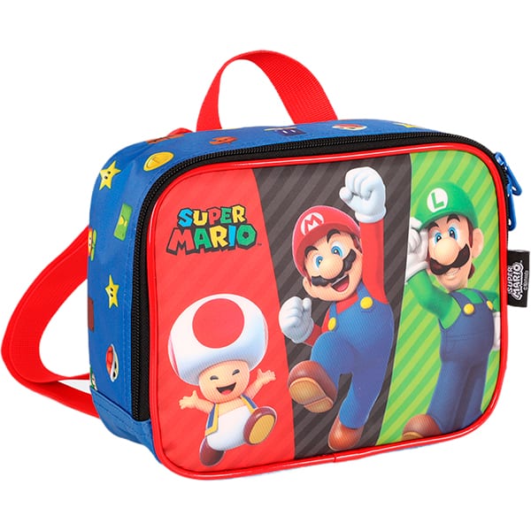 Lancheira Escolar Mario Bros, Azul, Luxcel - PT 1 UN