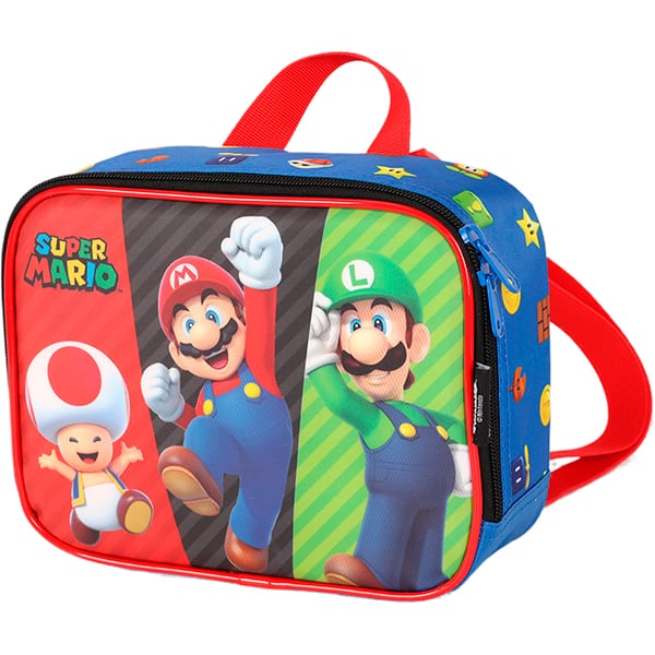 Lancheira Escolar Mario Bros, Azul, Luxcel - PT 1 UN