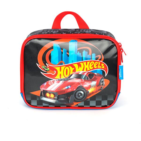 Lancheira escolar Hot Wheels, Preta, LA42583HW0600U, Luxcel - PT 1 UN