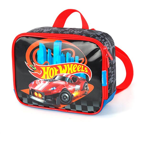 Lancheira escolar Hot Wheels, Preta, LA42583HW0600U, Luxcel - PT 1 UN