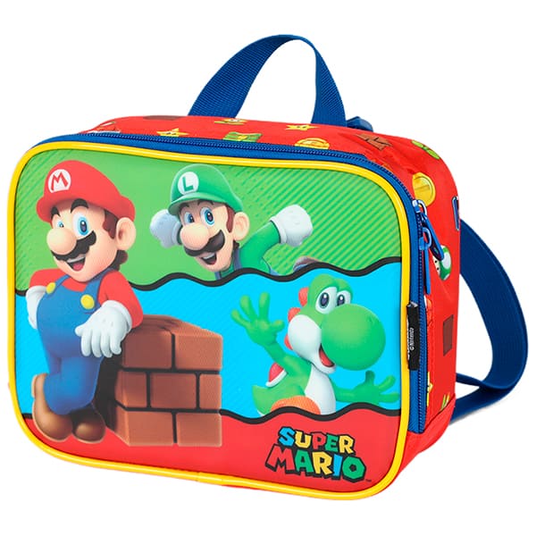 Lancheira escolar Super Mario Bros vermelha e Azul, LA42533MO0, Luxcel - PT 1 UN Lancheira escolar Super Mario Bros vermelha e Azul, LA42533MO0, Luxcel - PT 1 UN