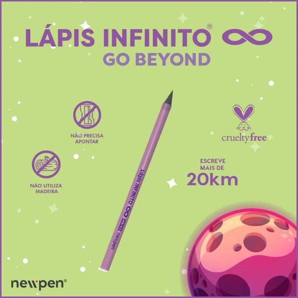 Lápis Infinito HB Preto, Rosa, 13.090, Newpen - BT 1 UN