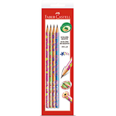 Lápis Grafite Redondo EcoLápis n.2 B Glitiz Faber-Castell BT 4 UN Lápis Grafite Redondo EcoLápis n.2 B Glitiz Faber-Castell BT 4 UN
