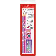 Kit Glimmer Viagem, 2 Ecolápis redondo + Apontador + Borracha, Faber-Castell - BT 4 UN