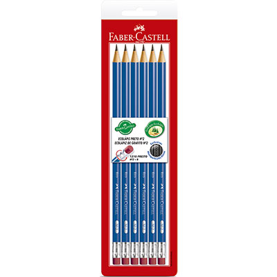 Lápis Grafite Redondo EcoLápis n.2 B com Borracha Faber-Castell BT 6 UN Lápis Grafite Redondo EcoLápis n.2 B com Borracha Faber-Castell BT 6 UN