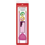 Kit Lápis Grafite 2 EcoLápis n.2 B Eco Grip 2001 Rosa + Apontador + Borracha Faber-Castell BT 4 UN