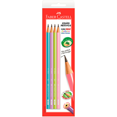 Lápis Grafite EcoLápis n.2 B Max Colors Faber-Castell BT 4 UN Lápis Grafite EcoLápis n.2 B Max Colors Faber-Castell BT 4 UN
