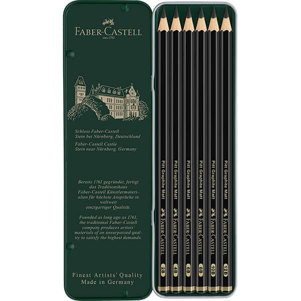 Estojo Lápis Grafite Pitt Graphite Matt Técnico (2B, 4B, 6B, 8B, 10B, 12B), Faber-Castell - ET 6 UN