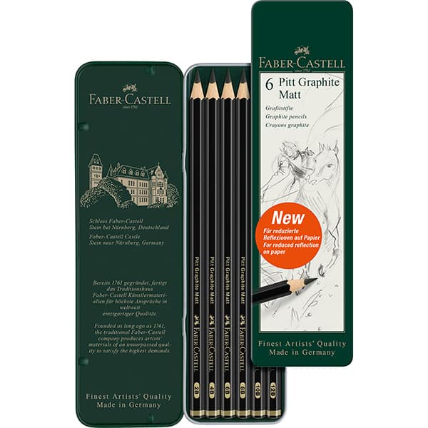 Estojo Lápis Grafite Pitt Graphite Matt Técnico (2B, 4B, 6B, 8B, 10B, 12B), Faber-Castell - ET 6 UN