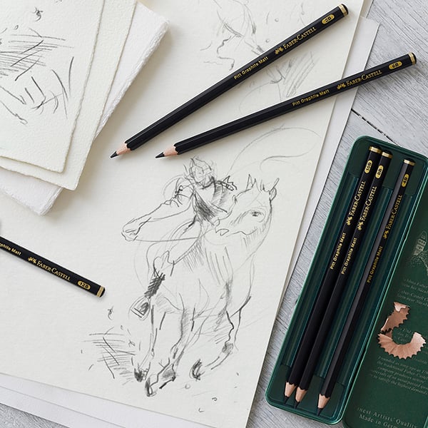 Estojo Lápis Grafite Pitt Graphite Matt Técnico (2B, 4B, 6B, 8B, 10B, 12B), Faber-Castell - ET 6 UN