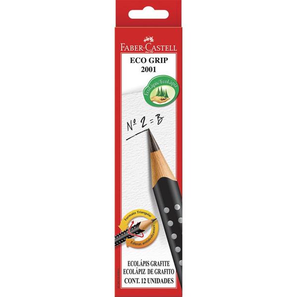 Lápis Grafite Triangular EcoLápis n.2 B Eco Grip 2001 Preto Faber-Castell CX 12 UN Lápis Grafite Triangular EcoLápis n.2 B Eco Grip 2001 Preto Faber-Castell CX 12 UN