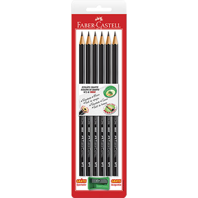Lápis Grafite EcoLápis n.2 Sextavado Com Apontador Faber-Castell BT 6 UN Lápis Grafite EcoLápis n.2 Sextavado Com Apontador Faber-Castell BT 6 UN