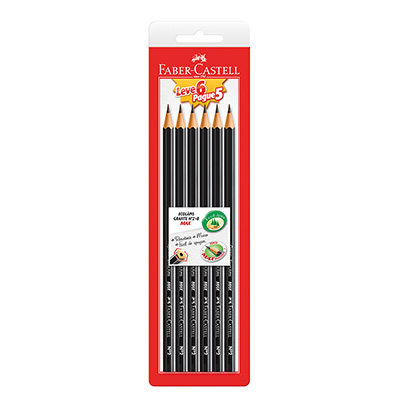 Lápis preto n.2 sextavado L6 P5 SM/1205SL6 Faber-Castell BT 6 UN Lápis preto n.2 sextavado L6 P5 SM/1205SL6 Faber-Castell BT 6 UN