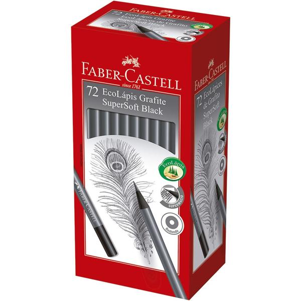 Lápis Grafite Redondo, nº 2, EcoLápis SuperSoft Black, Faber-Castell - CX 72 UN Lápis Grafite Redondo, nº 2, EcoLápis SuperSoft Black, Faber-Castell - CX 72 UN