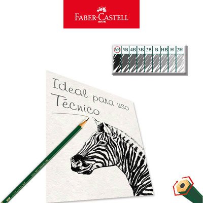 Lápis Grafite EcoLápis Castell 9000 6B Sextavado Faber-Castell CX 12 UN