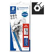 Conjunto lápis técnico Lumograf c/6 61100C60 Staedtler CX 1 KT