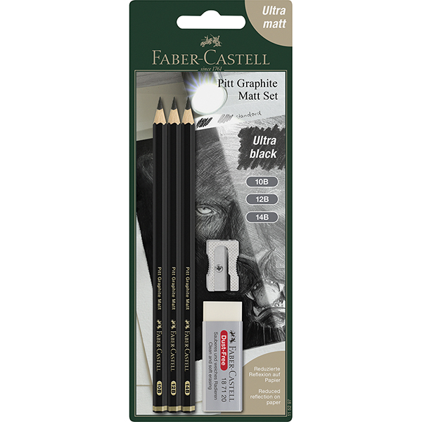 Conjunto lápis técnico 10B/12B/14B + Borracha + Apontador, Faber-Castell - BT 5 UN Conjunto lápis técnico 10B/12B/14B + Borracha + Apontador, Faber-Castell - BT 5 UN