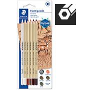 Lápis Pastel técnico Lumograf com 6 cores Staedtler - 100P-SBK6 BT 1 UN