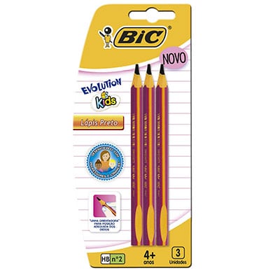 Lápis Preto Jumbo Nº 2HB Triangular, BIC Evolution KIDS,Cores Sortidas, Resistente, 902494 - BT 3 UN