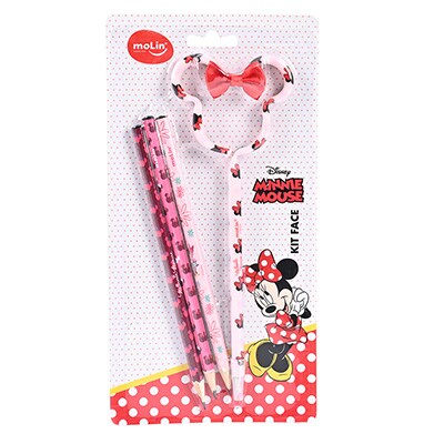 Lápis Preto N.2 Minnie Disney Face + Caneta Minnie Disney Sortido 22327 Molin - BT 4 UN