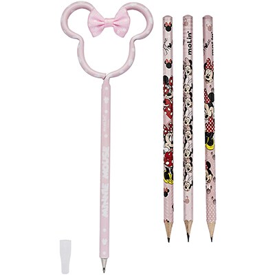 Lápis Preto N.2 Minnie Disney Face + Caneta Minnie Disney Sortido 22327 Molin - BT 4 UN