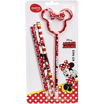 Lápis Preto N.2 Minnie Disney Face + Caneta Minnie Disney Sortido 22327 Molin - BT 4 UN