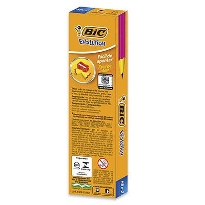 Lápis plástico preto Evolution Color sextavado 930017 Bic BT 12 UN