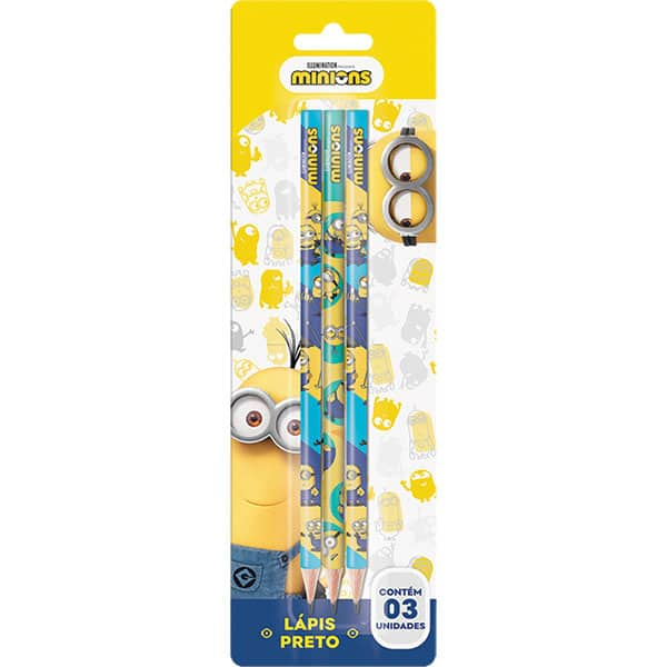 Lápis Preto Minions, 905642, Tris - CX 1 UN