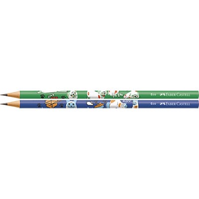 Kit Coleção Pets EcoLápis Grafite + Apontador + Borracha Verde e Azul, Faber-Castell - BT 1 UN